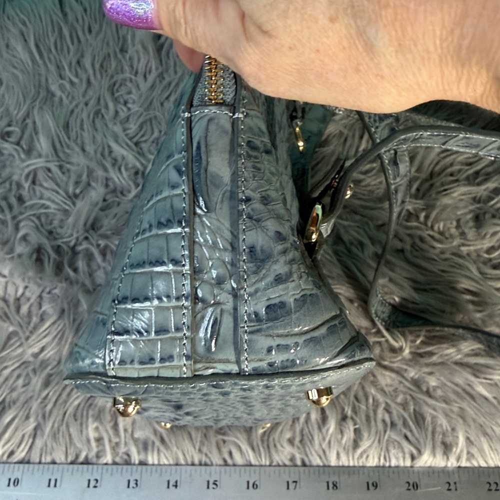 Brahmin Crocodile Embossed Gray /Blue Backpack - Picture 16 of 17